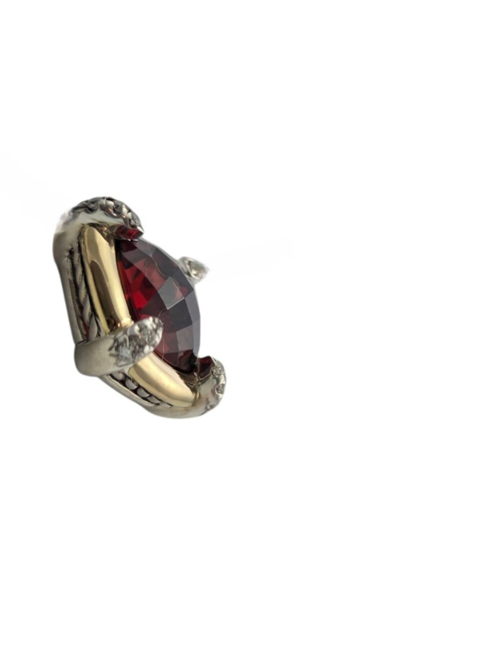 David Yurman Sterling 18K Gold Petite Chatelaine Garnet Diamond Necklace #24815 - Picture 9 of 10